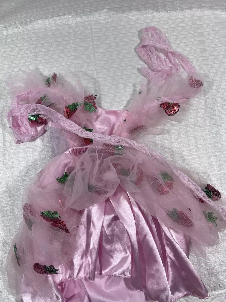 Baby Girl's Sequin Strawberry Birthday Dress with matching headband