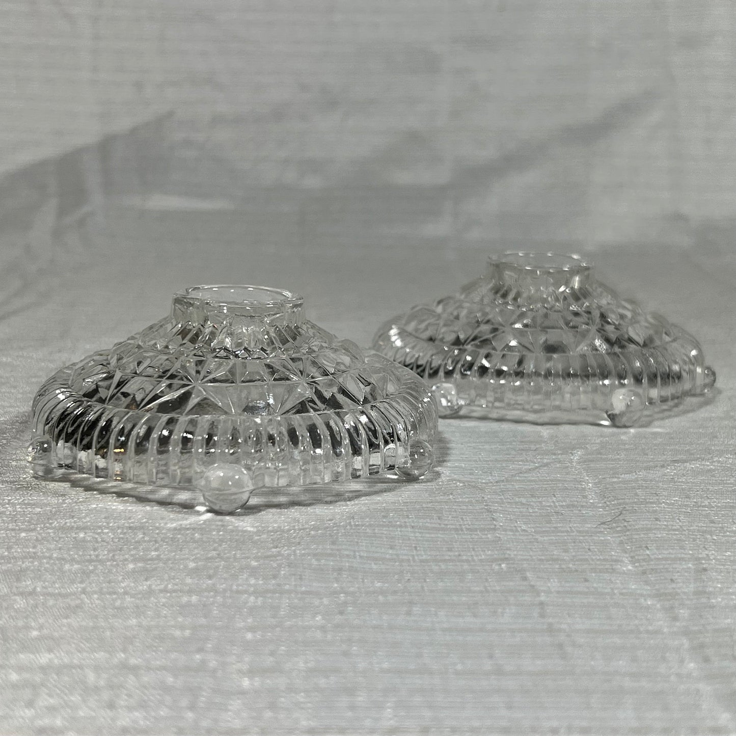 Vintage Anchor Hocking Stars and Bars Taper Candle Holders set of 2