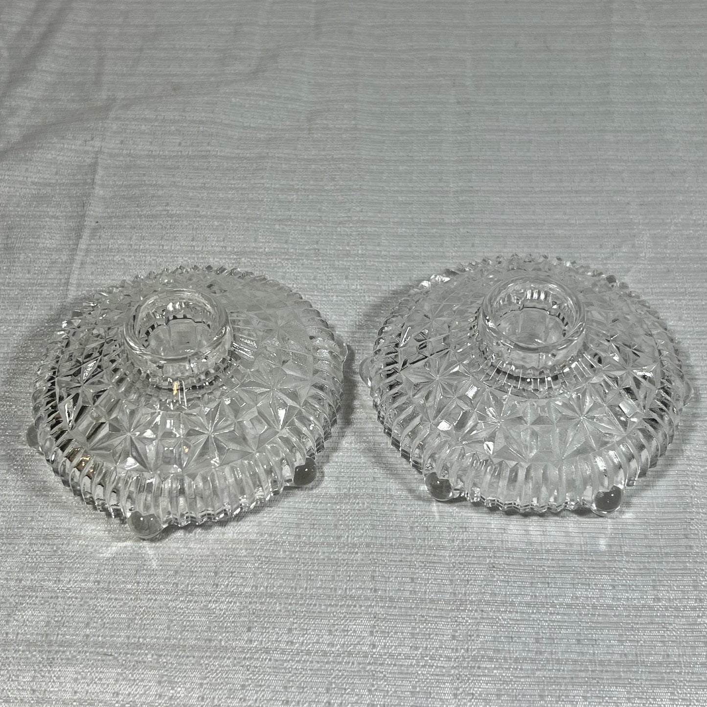 Vintage Anchor Hocking Stars and Bars Taper Candle Holders set of 2