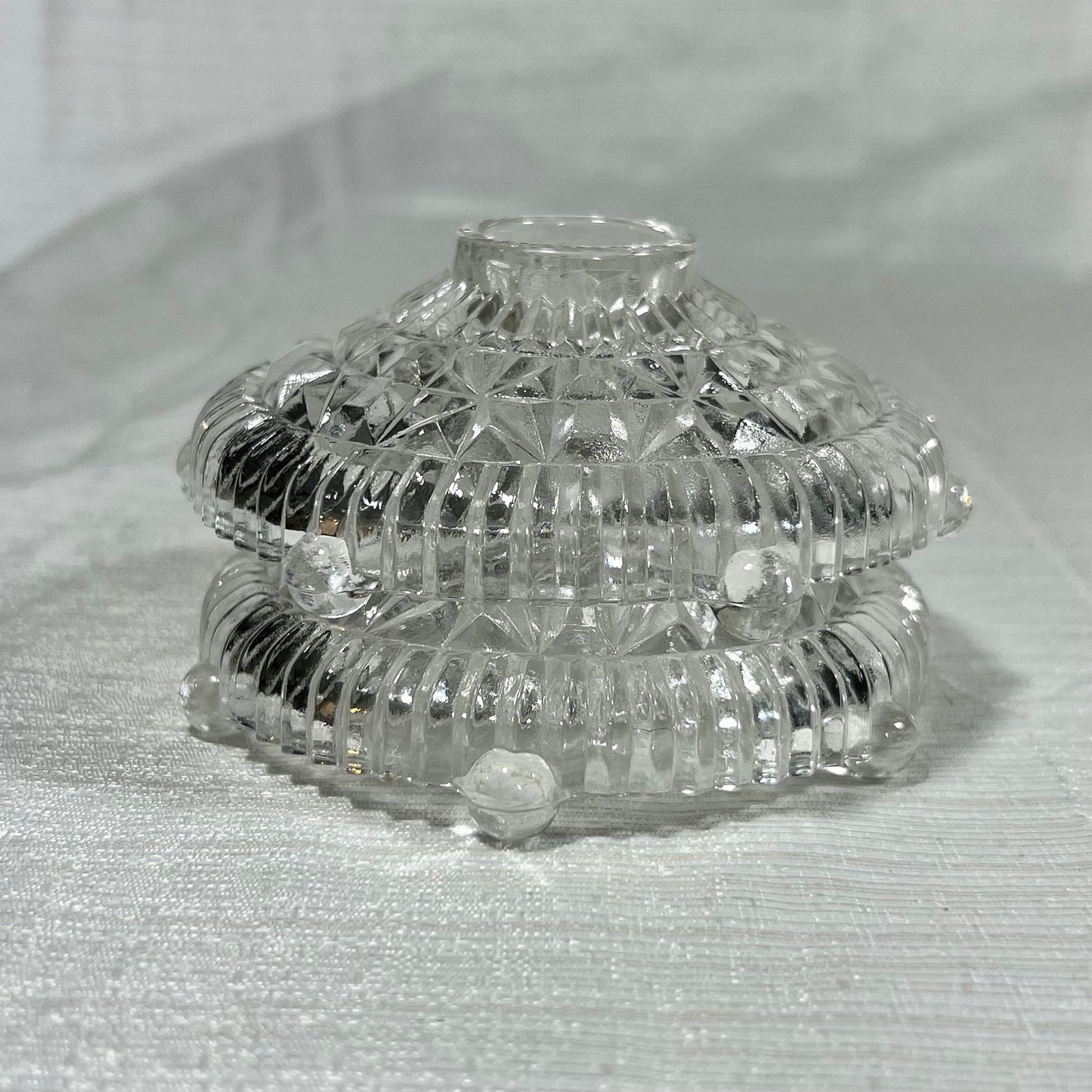 Vintage Anchor Hocking Stars and Bars Taper Candle Holders set of 2