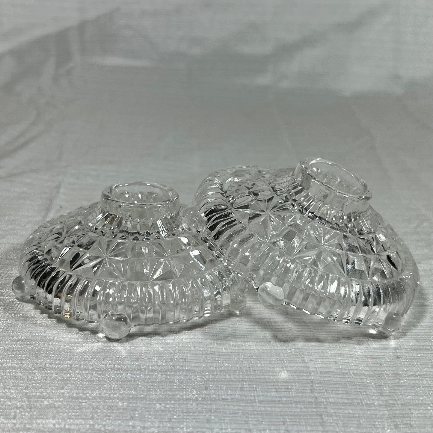 Vintage Anchor Hocking Stars and Bars Taper Candle Holders set of 2