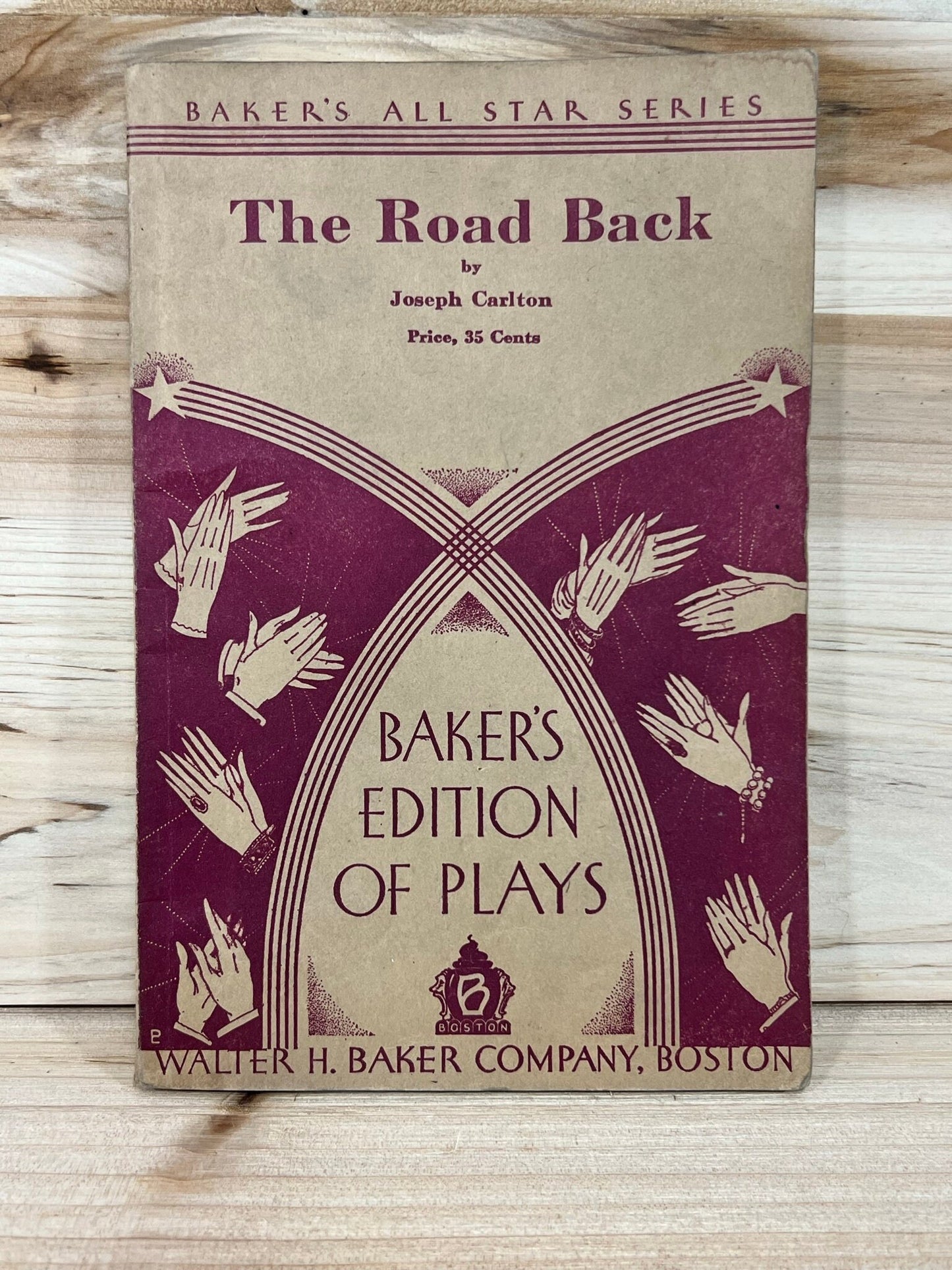 Baker's All Star Series The Road Back by Joseph Carlton play book - script - Baker's Edition of Plays - 1928 - Signed by cast