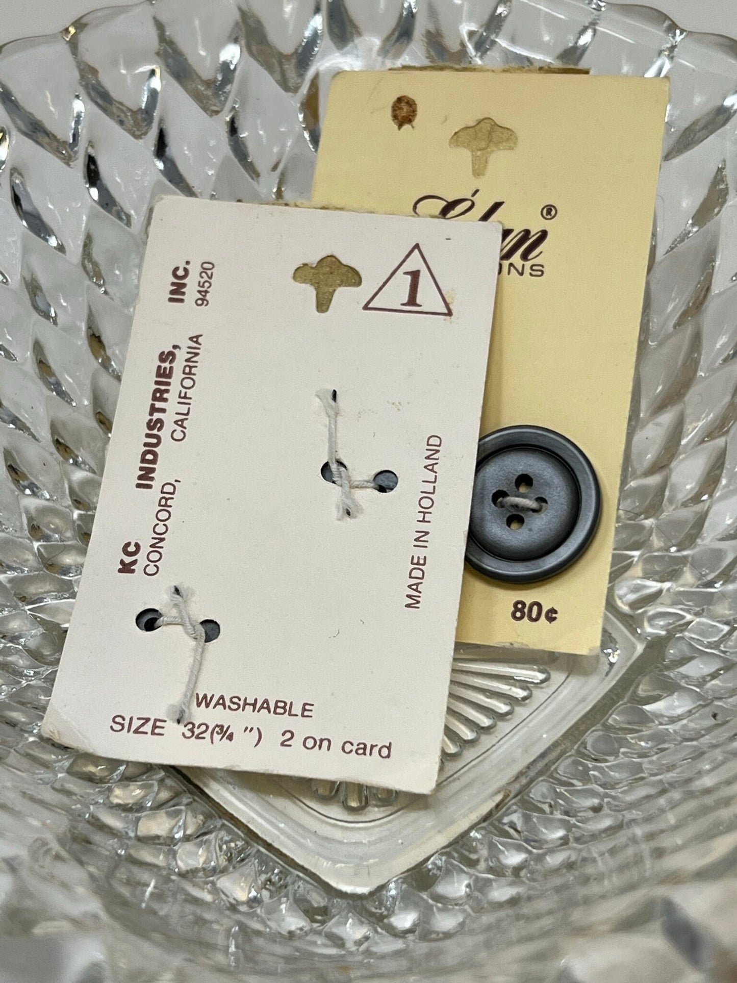Button Pack #28 - Silver Vintage Buttons - 4 Holes - 4 Buttons - Elan Buttons - HK 660B size 32 3/4" - On cards, none missing