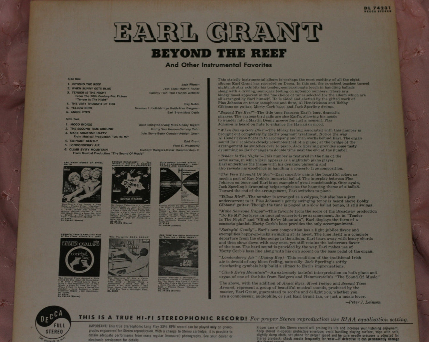 Earl Grant - Beyond The Reef And Other Instrumental Favorites Vinyl LP Record
