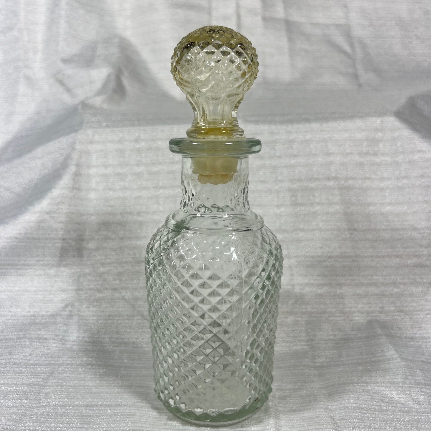 Avon Diamond Point Pattern Apothecary Decanter Clear Cut Glass Perfume Bottle