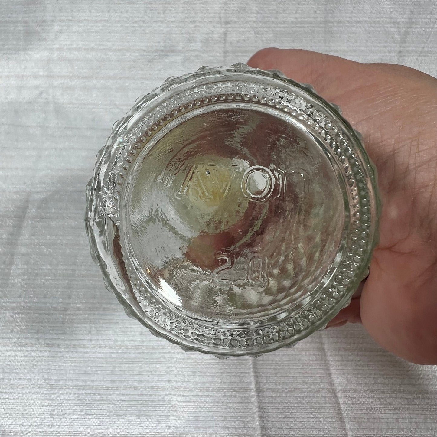 Avon Diamond Point Pattern Apothecary Decanter Clear Cut Glass Perfume Bottle