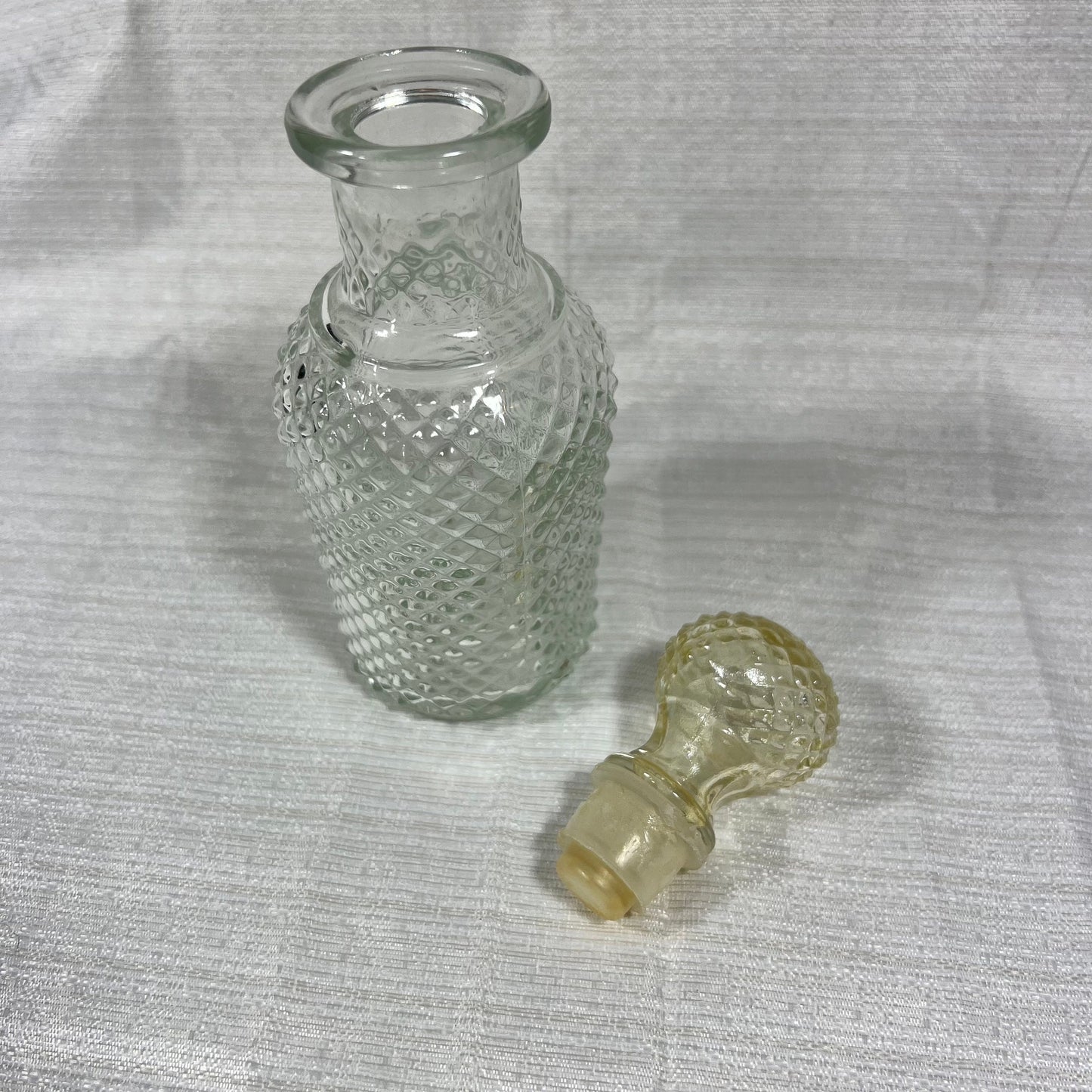 Avon Diamond Point Pattern Apothecary Decanter Clear Cut Glass Perfume Bottle