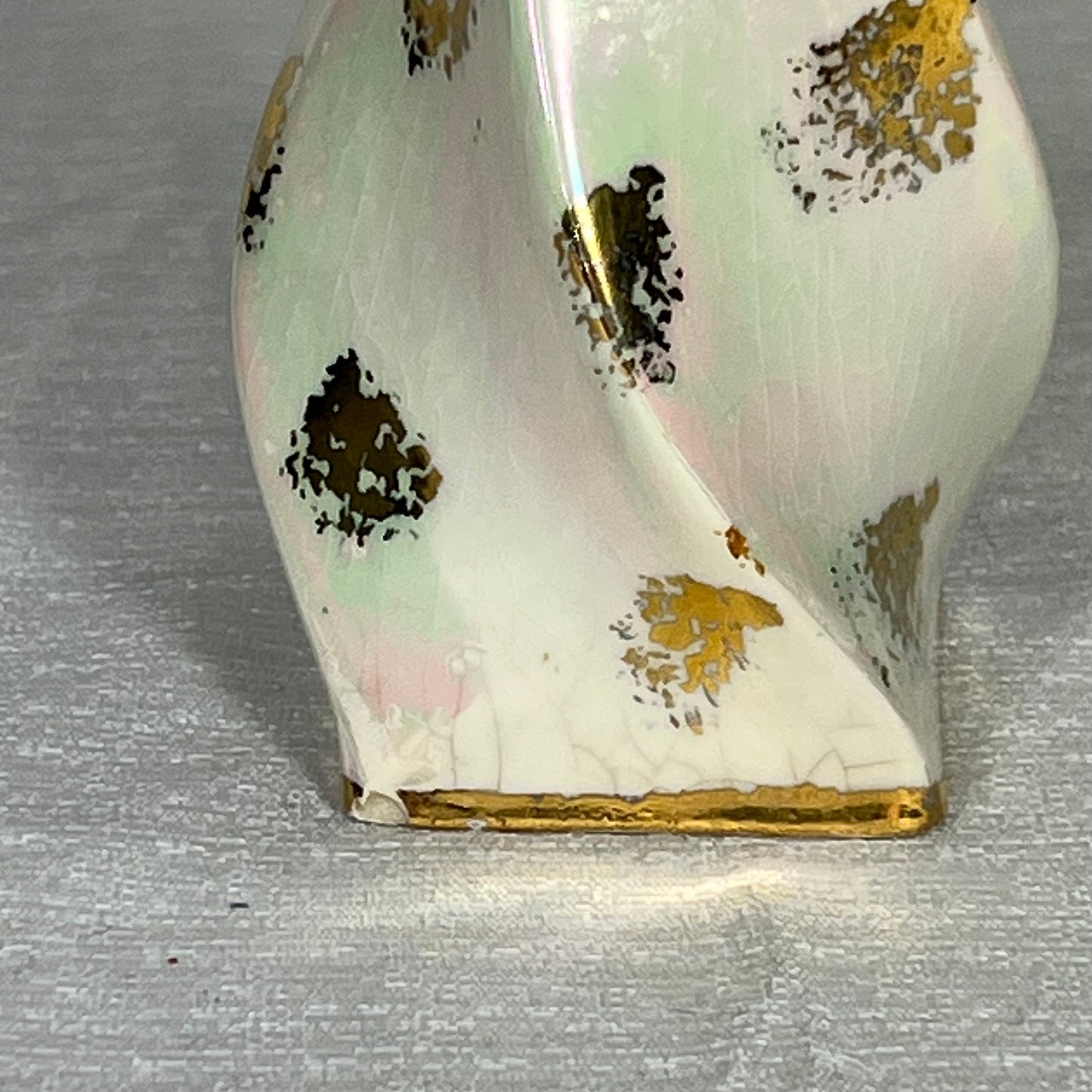 Vintage Gold and Iridescent Pottery Bud Vase