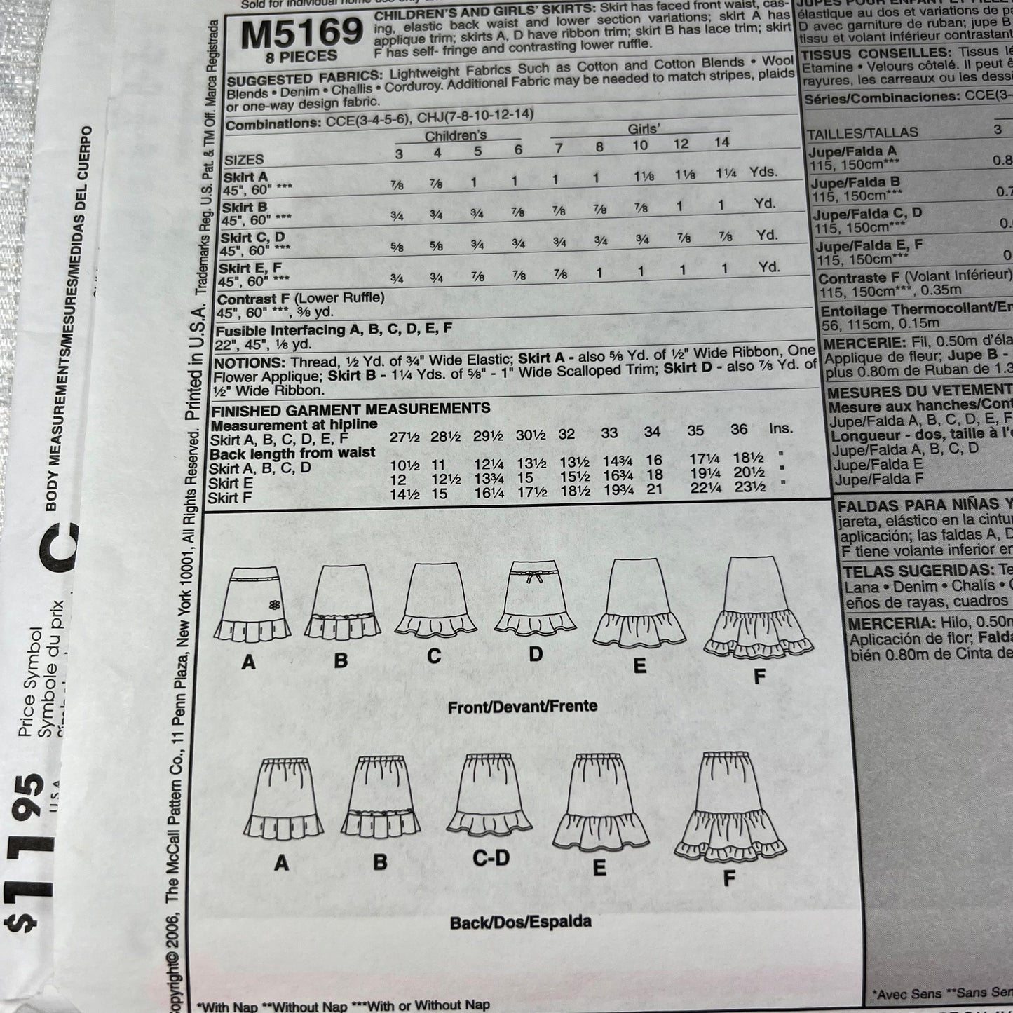 McCall's M5169 Sewing Pattern CHJ 7, 8, 10, 12, 14 - cut, but all sizes available (#2)
