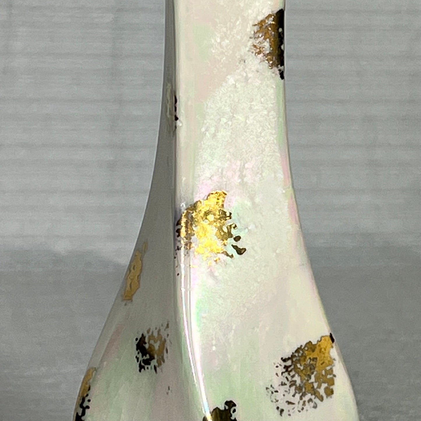 Vintage Gold and Iridescent Pottery Bud Vase