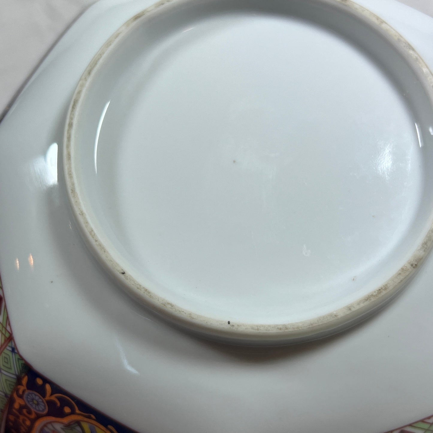22k Gold Trim 9" Octagon Imari Style Bowl with an intricate design featuring birds and flowers