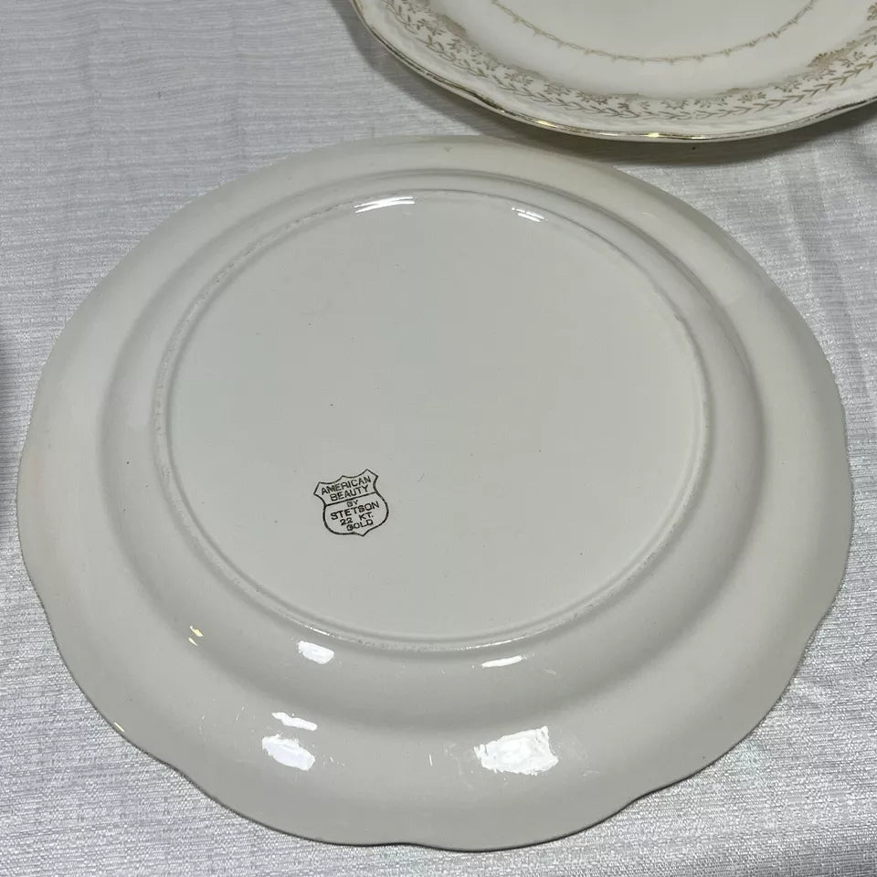 Stetson 22K Gold American Beauty Dinner Plate set of 7 - wear and crazing
