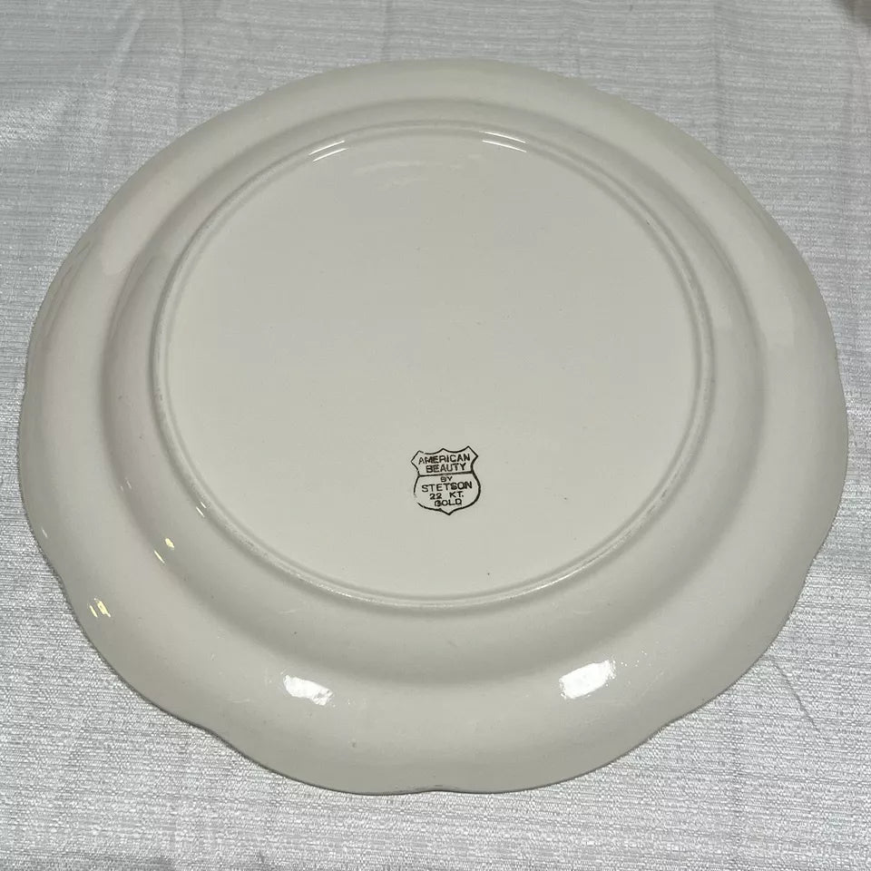 Stetson 22K Gold American Beauty Dinner Plate set of 7 - wear and crazing