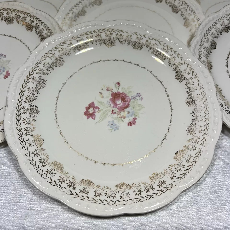 Stetson 22K Gold American Beauty Dinner Plate set of 7 - wear and crazing