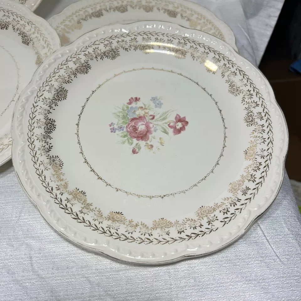 Stetson 22K Gold American Beauty Dinner Plate set of 7 - wear and crazing