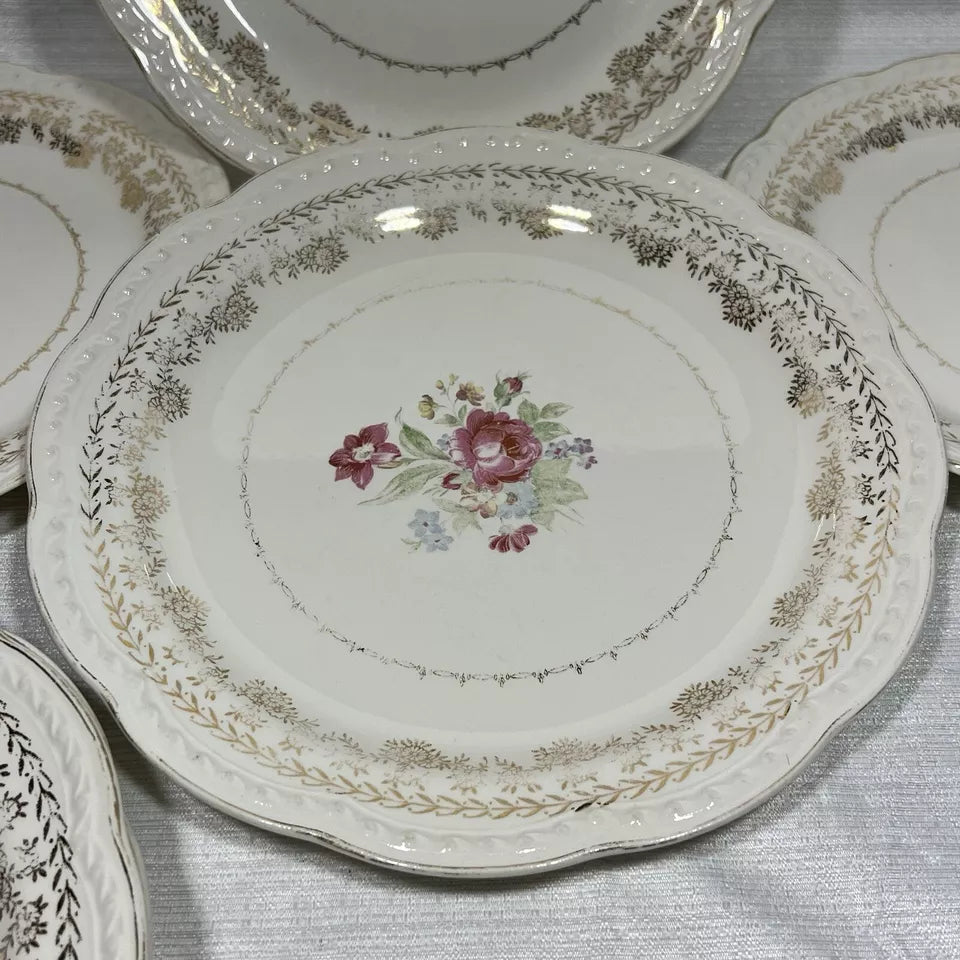 Stetson 22K Gold American Beauty Dinner Plate set of 7 - wear and crazing