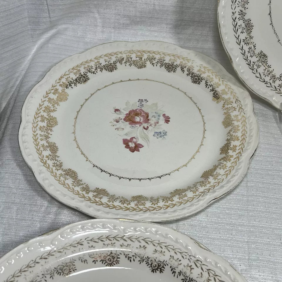 Stetson 22K Gold American Beauty Dinner Plate set of 7 - wear and crazing