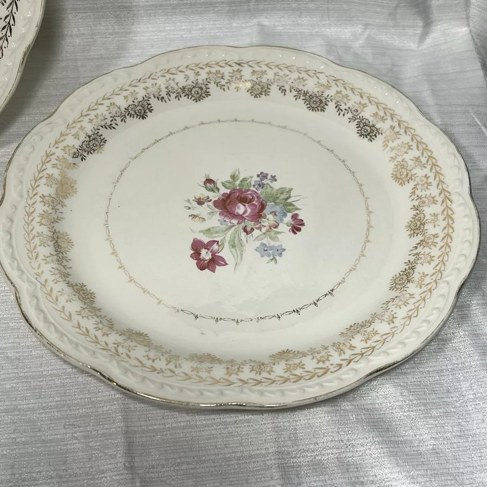 Stetson 22K Gold American Beauty Dinner Plate set of 7 - wear and crazing