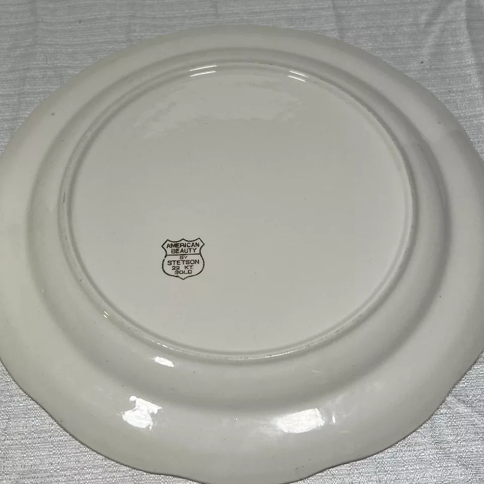 Stetson 22K Gold American Beauty Dinner Plate set of 7 - wear and crazing