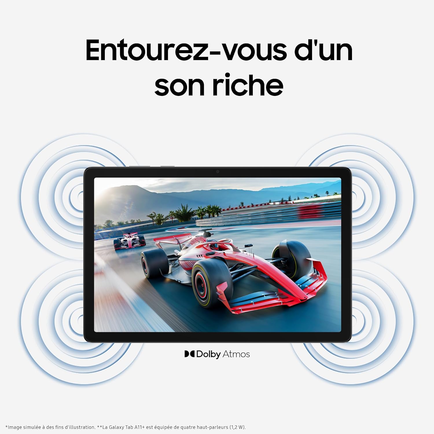 Samsung Galaxy Tab A11+ WiFi 11" 128Go, Tablette Android IA, Design Fin et Épuré, Écran 90Hz, RAM 6 Go, 4 Haut-Parleurs, Dolby Atmos, Gris, Chargeur Secteur Rapide 25W Inclus, Version FR