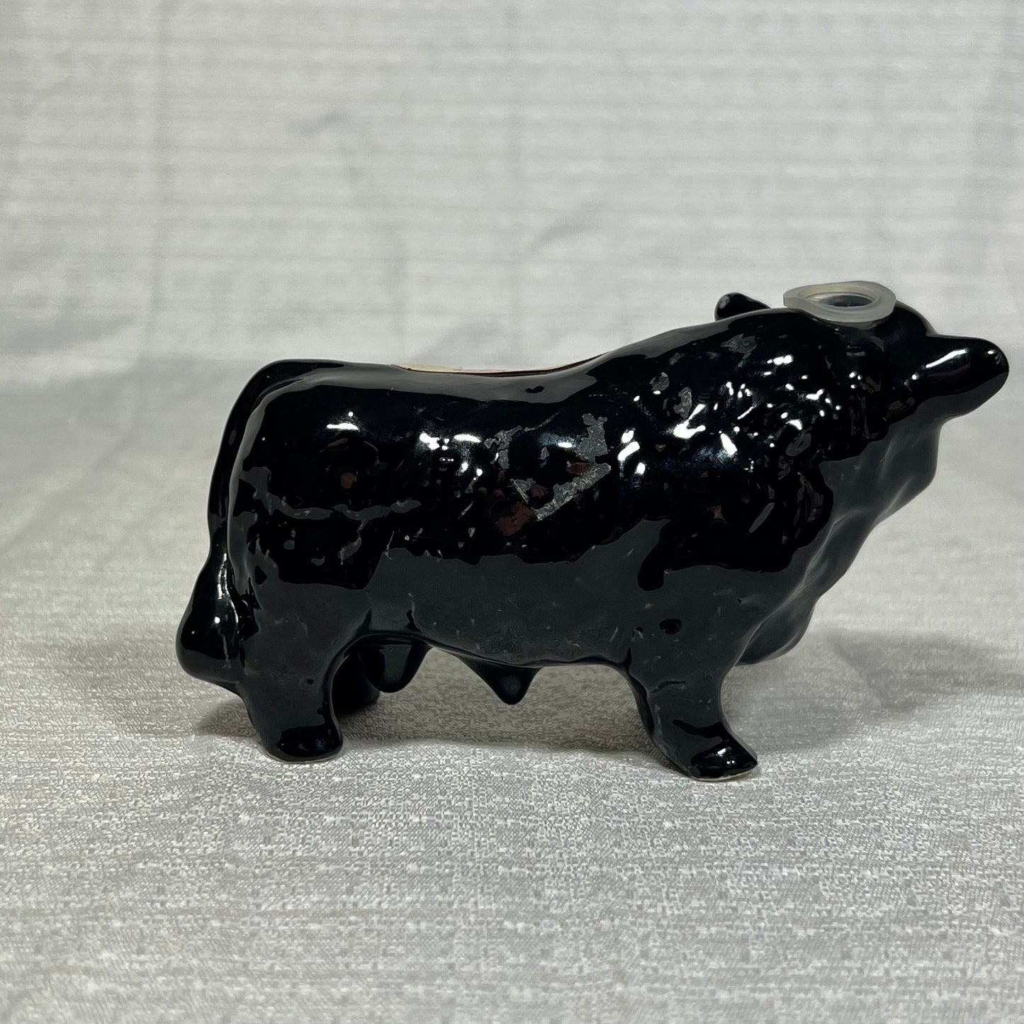 100 Proof Willsher's Black Bull Blended Scotch Whisky Ceramic Bull Bottle (empty)