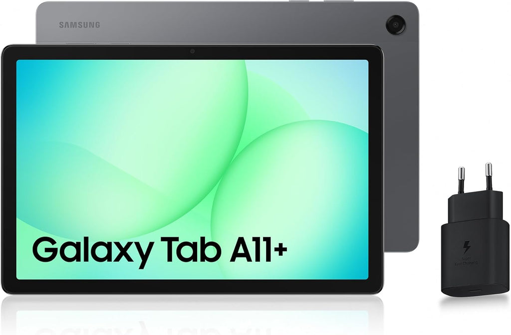 Samsung Galaxy Tab A11+ WiFi 11" 128Go, Tablette Android IA, Design Fin et Épuré, Écran 90Hz, RAM 6 Go, 4 Haut-Parleurs, Dolby Atmos, Gris, Chargeur Secteur Rapide 25W Inclus, Version FR