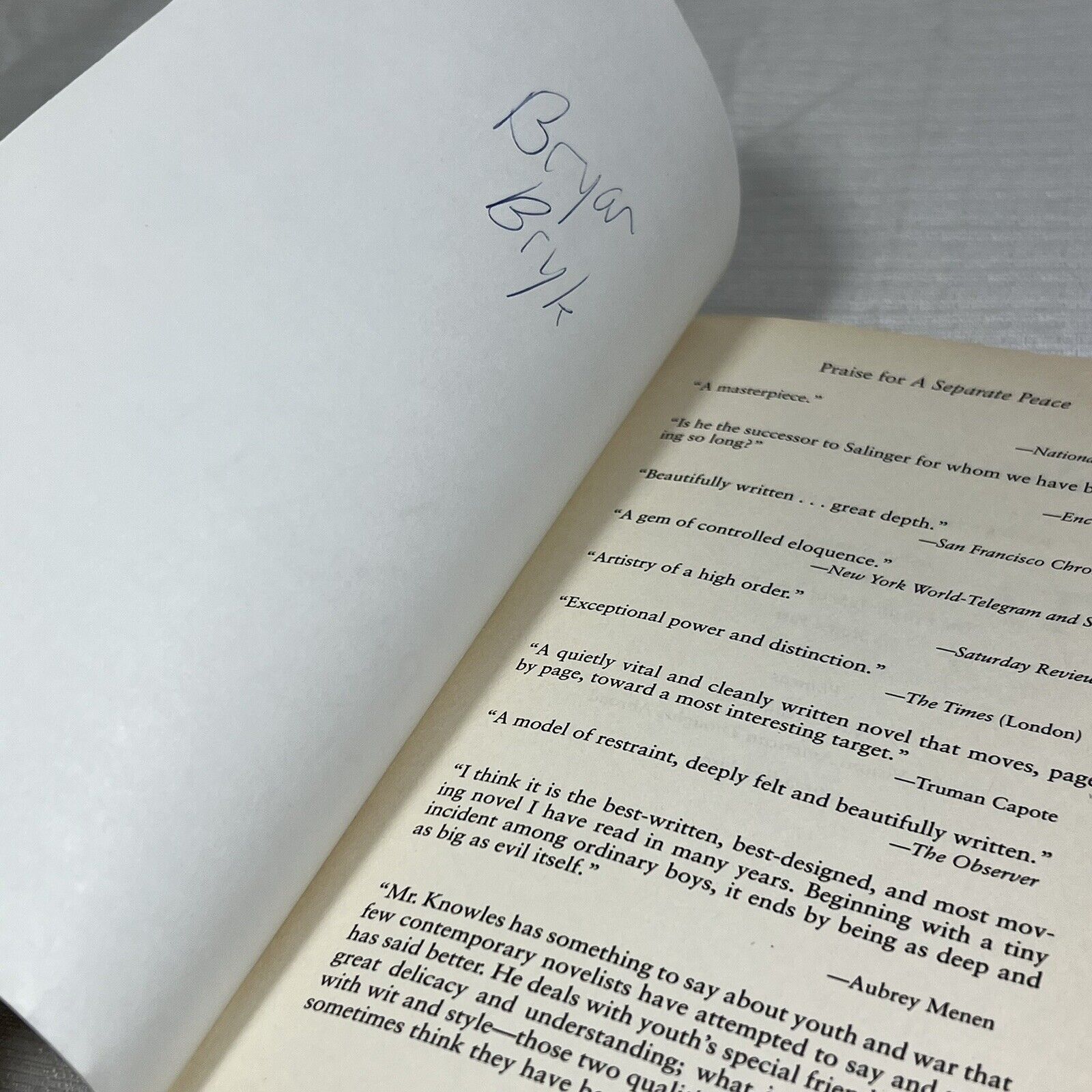 A Seperate Peace by John Knowle's - Book
