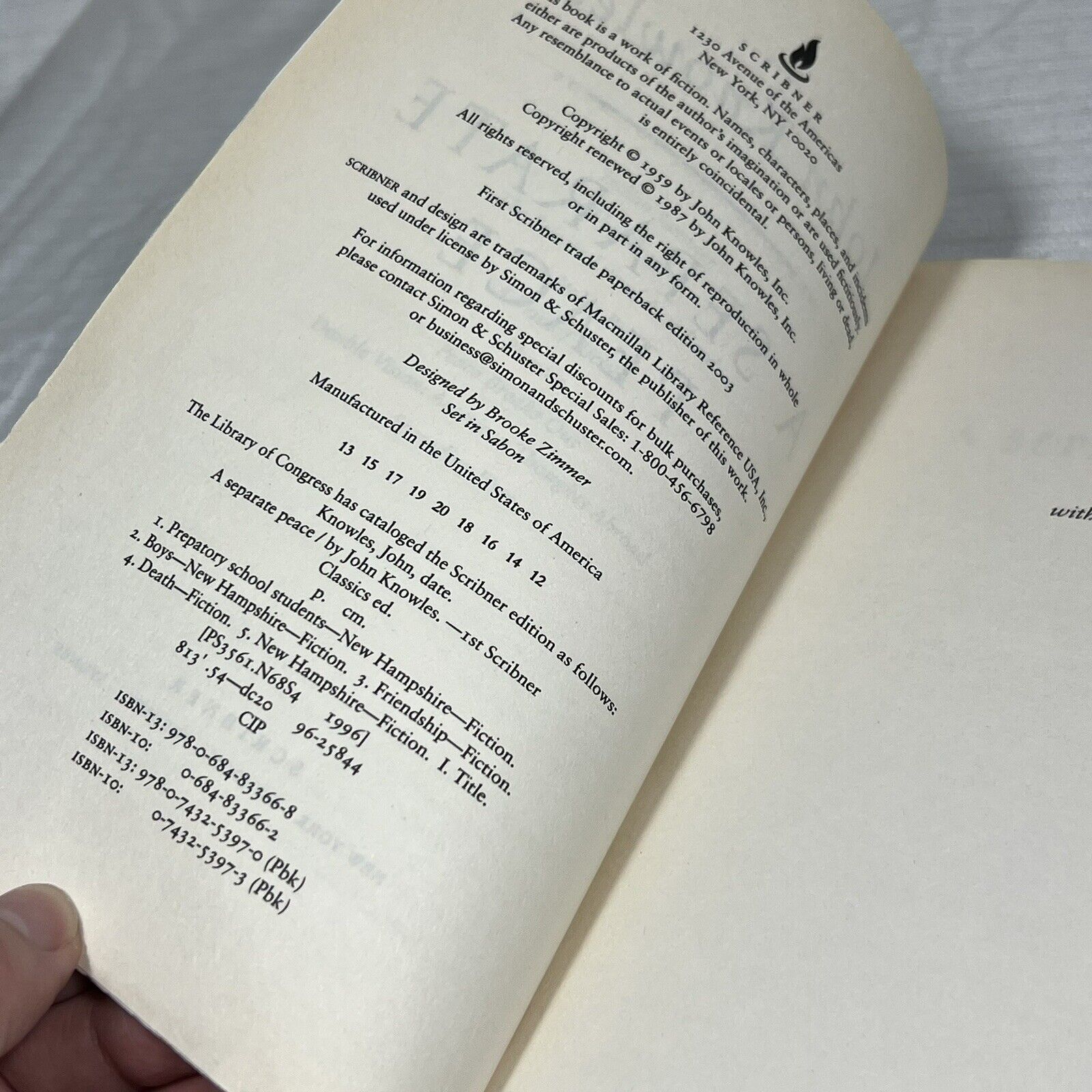 A Seperate Peace by John Knowle's - Book