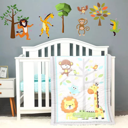 Baby Bees 3 Piece Crib Bedding Set Jungle Party - Crib Sheet, Wall Decal