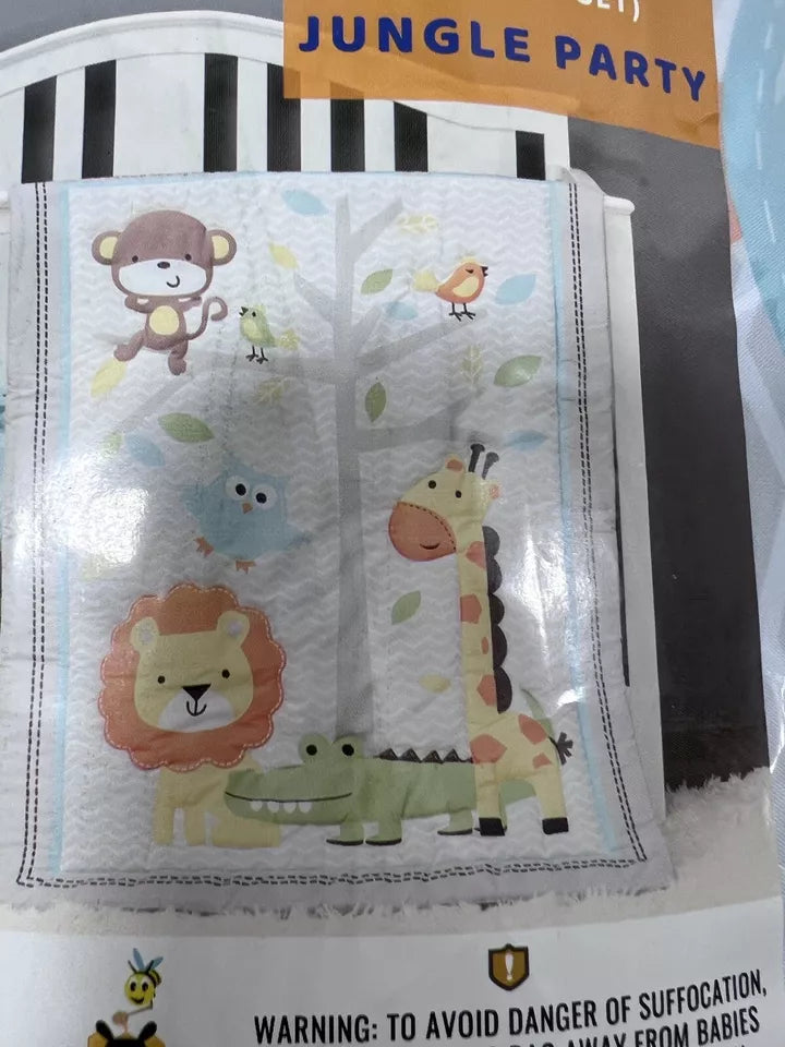 Baby Bees 3 Piece Crib Bedding Set Jungle Party - Crib Sheet, Wall Decal