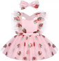 Baby Girl's Sequin Strawberry Birthday Dress with matching headband