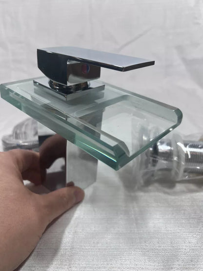 Avsille led Glass and chrome bathroom spout for sinks with 1 hole