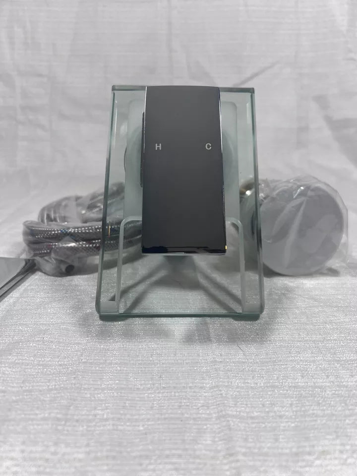 Avsille led Glass and chrome bathroom spout for sinks with 1 hole