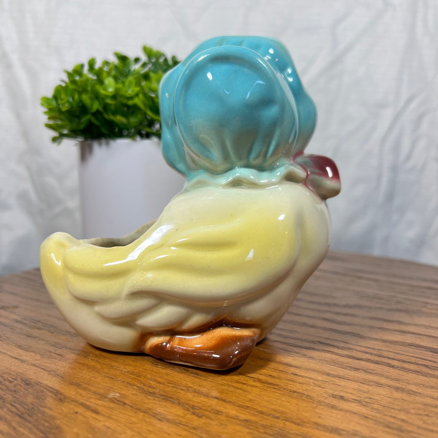 MCM Vintage Duck Wearing a Bonnet Ceramic Planter