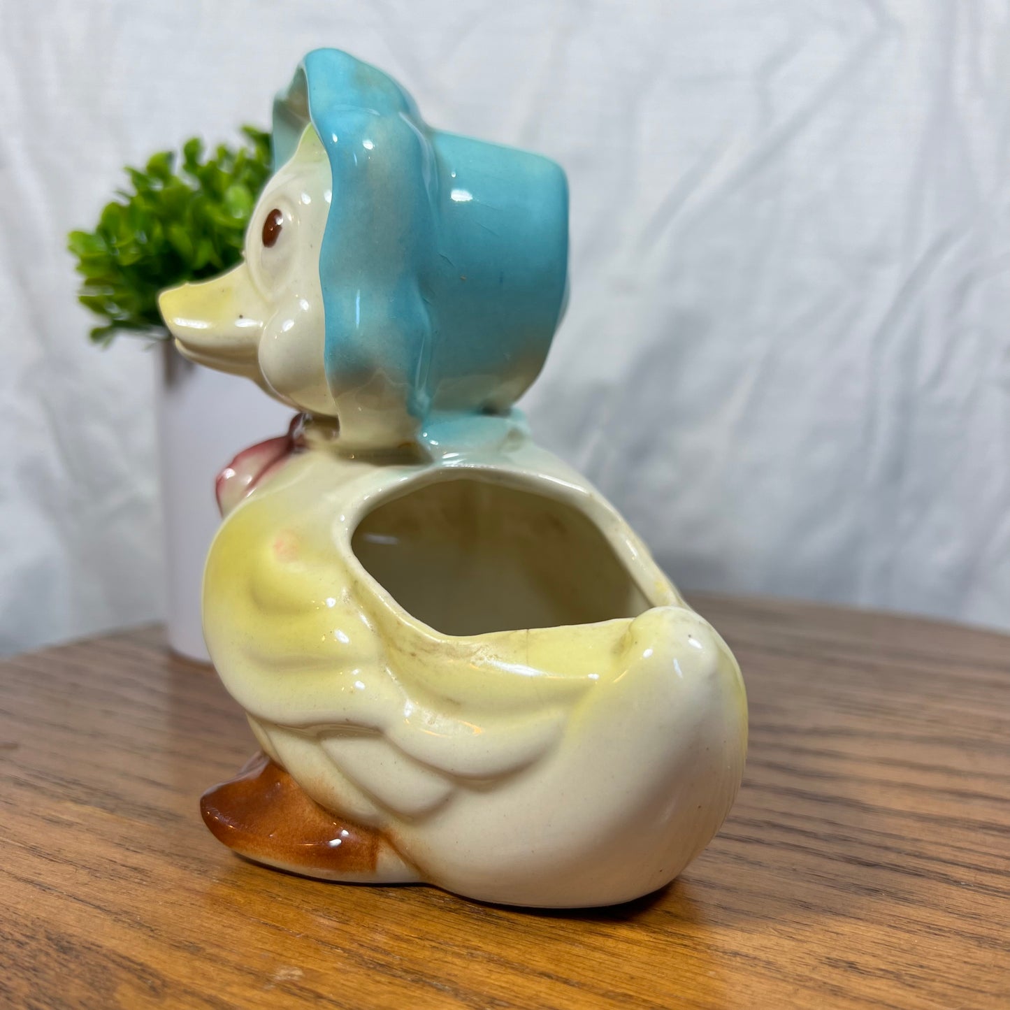 MCM Vintage Duck Wearing a Bonnet Ceramic Planter