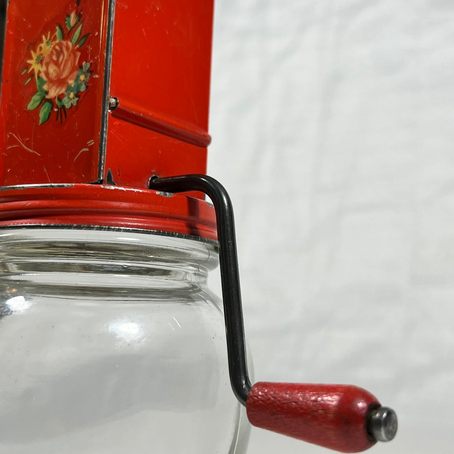 Vintage Hazel Atlas Red Floral Nut/Spice Grinder