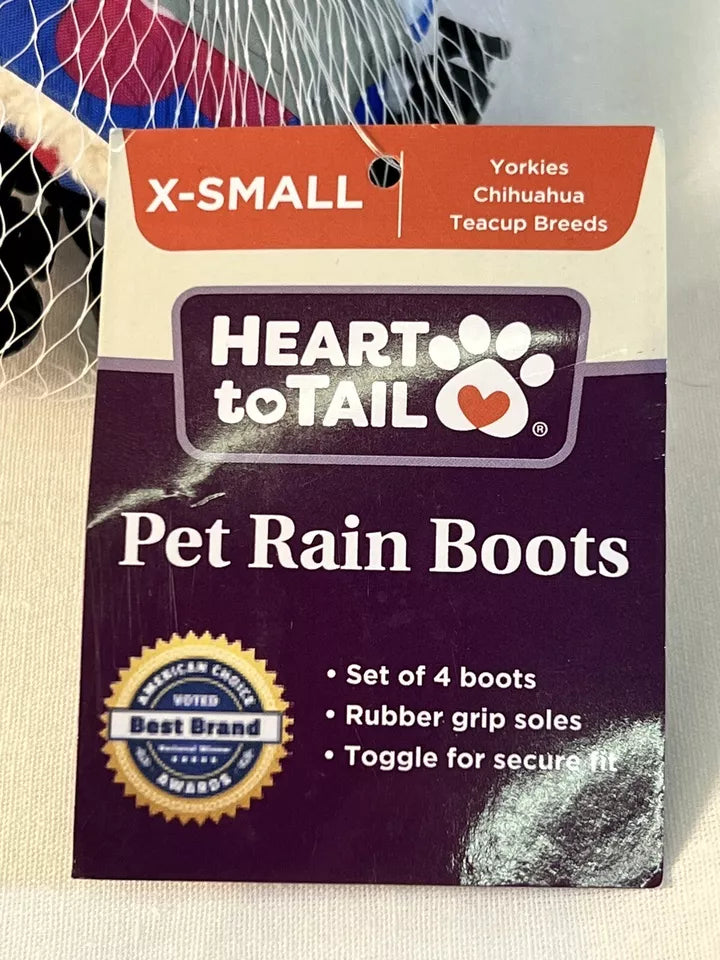 Brand New Size X-Small Heart to Tail Pet Rain Boots for Dogs Shoes for Animals