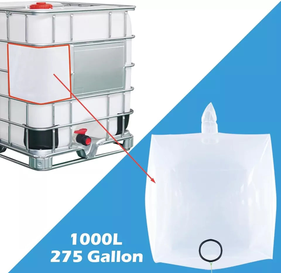 275 Gallon IBC Water Storage Barrel Liner Bags1000L &Water Tank Drain Adapter 2"