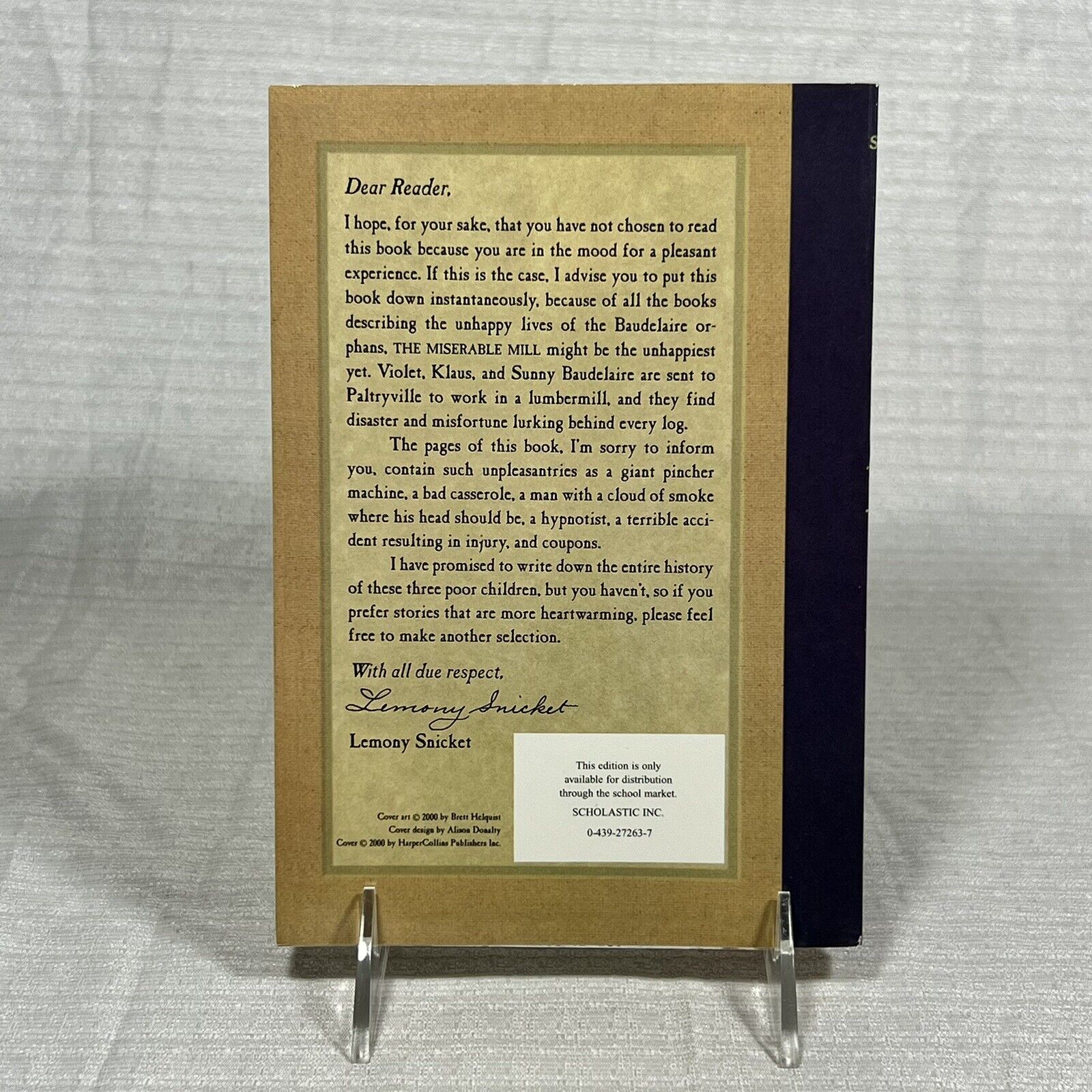 A Series of Unfortunate Events Volume 4 The Miserable Mill - Book