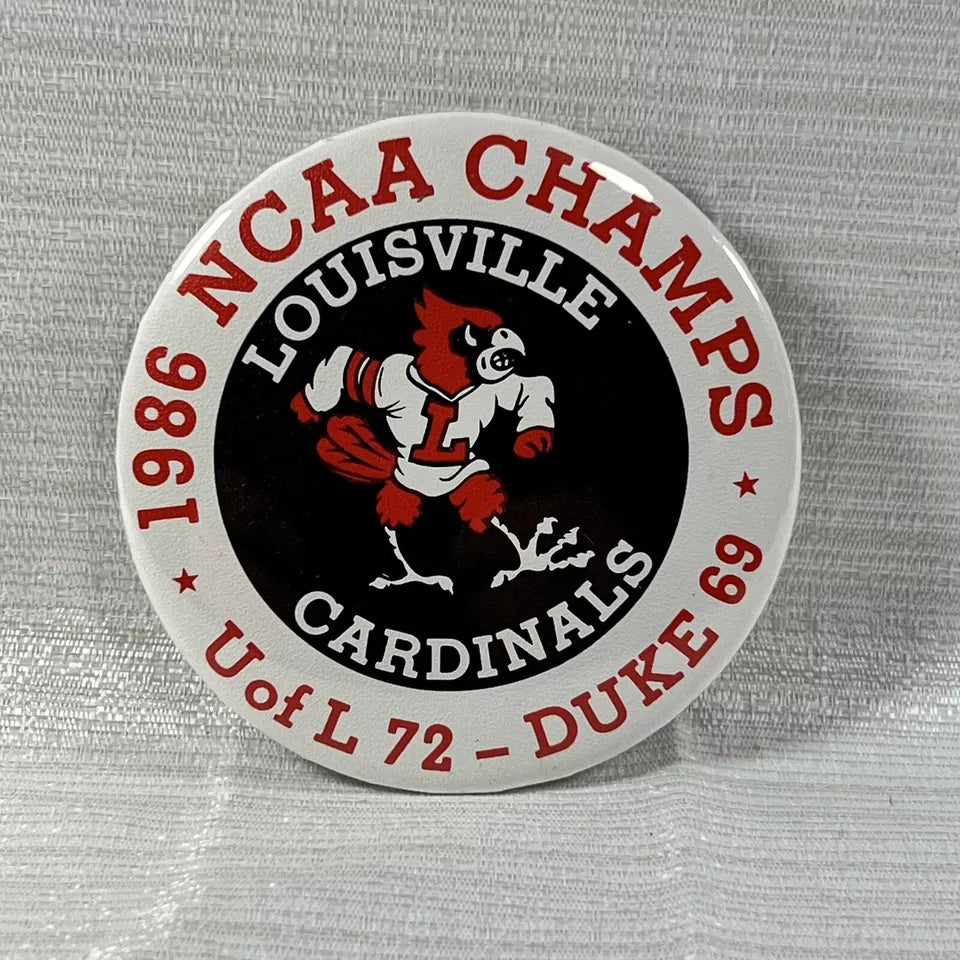 VINTAGE 1986 NCAA Champs Lousville Cardinals Button