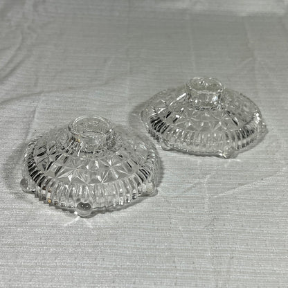 Vintage Anchor Hocking Stars and Bars Taper Candle Holders set of 2