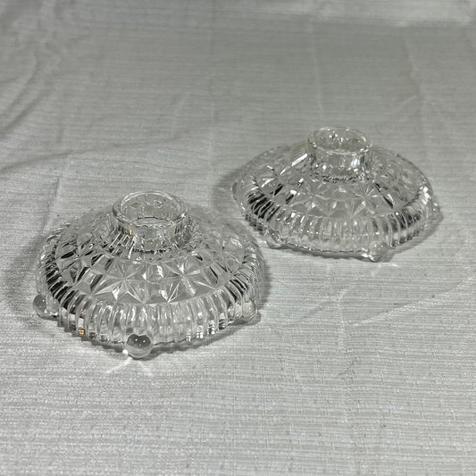 Vintage Anchor Hocking Stars and Bars Taper Candle Holders set of 2