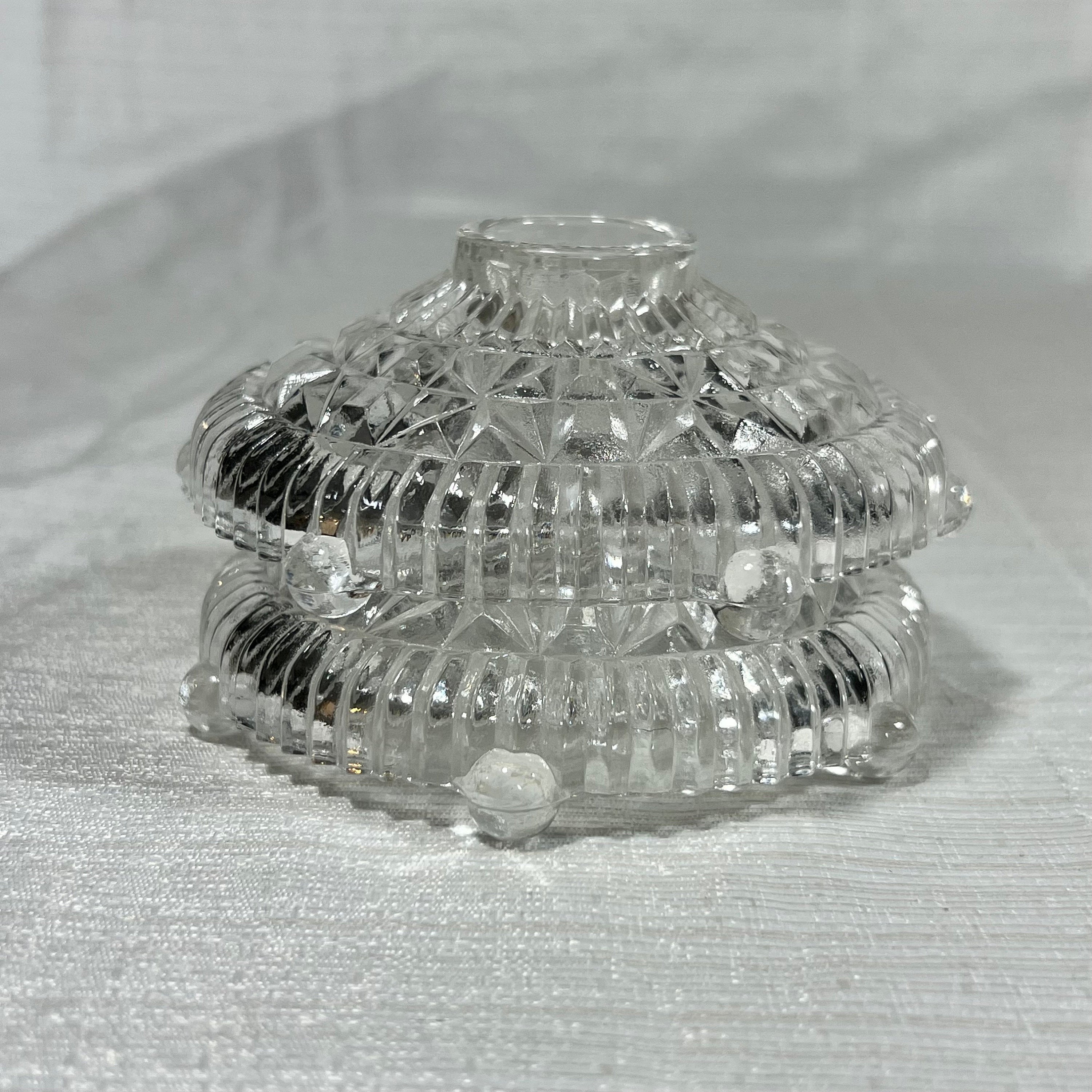 Vintage Anchor Hocking Stars and Bars Taper Candle Holders set of 2