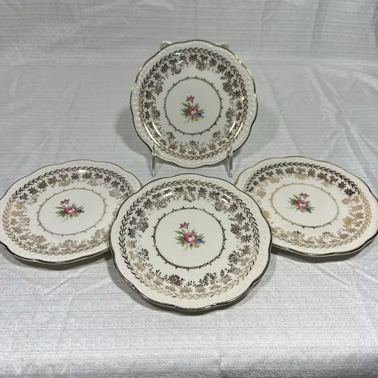 Stetson 22k Gold American Beauty Bread Plates #1 - Set of 4 - Some wear, chips