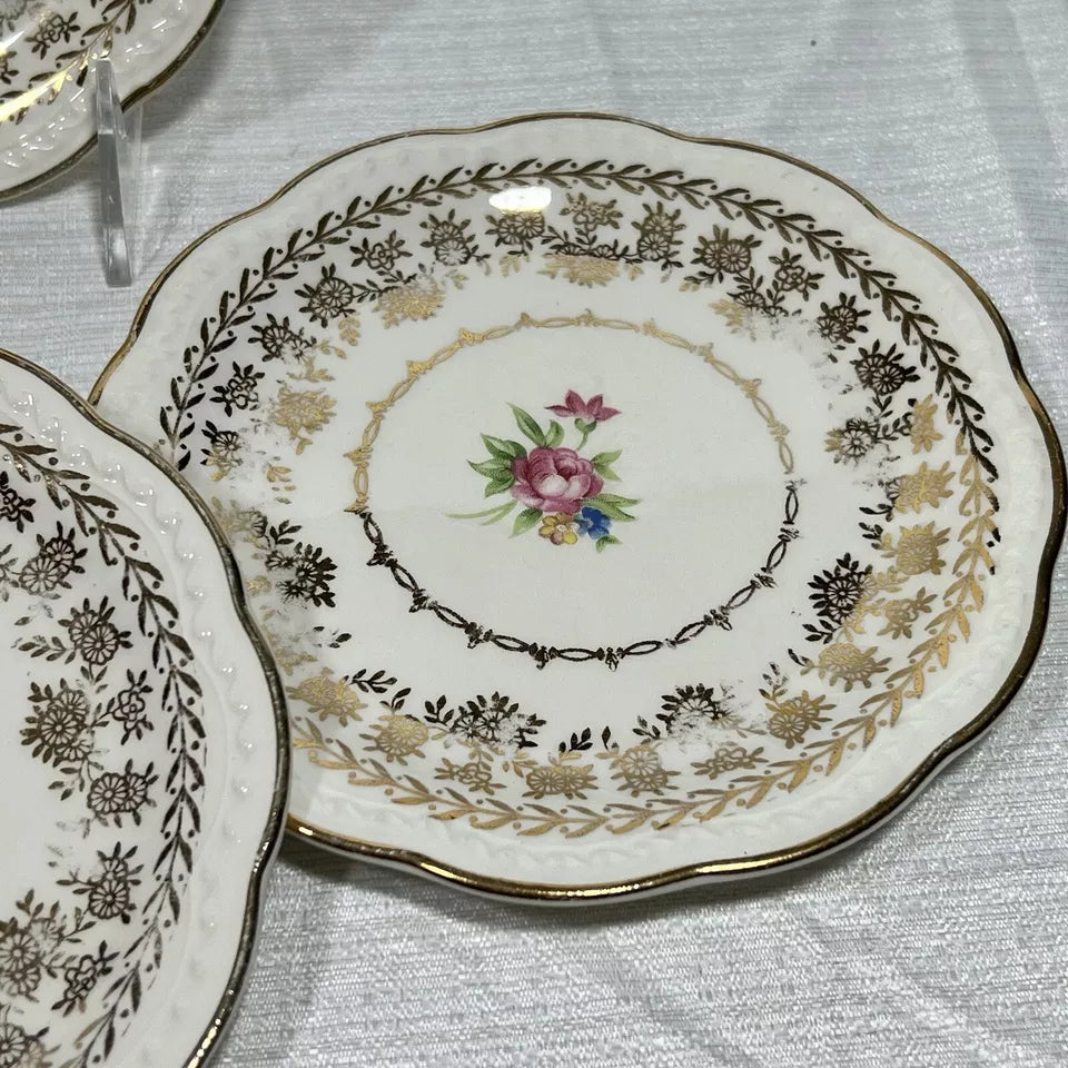 Stetson 22k Gold American Beauty Bread Plates #1 - Set of 4 - Some wear, chips