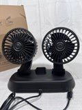 Double-Head Vehicle Fan 5V USB Power Plug F-410