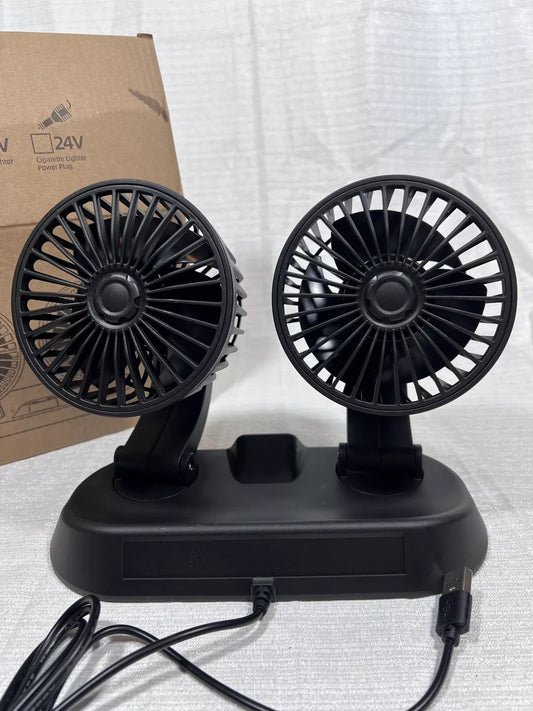 Double-Head Vehicle Fan 5V USB Power Plug F-410