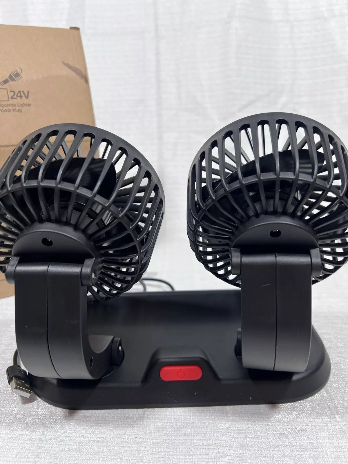 Double-Head Vehicle Fan 5V USB Power Plug F-410