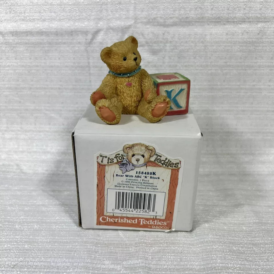 Enesco Cherished Teddies Bear with ABC "K" Block