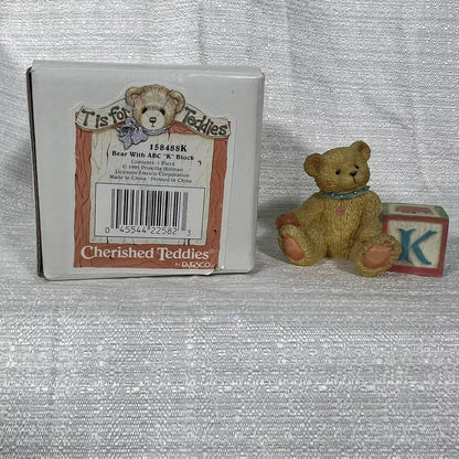 Enesco Cherished Teddies Bear with ABC "K" Block